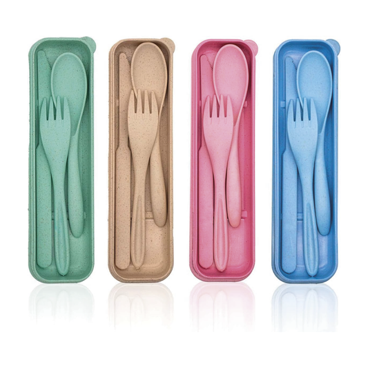 Set cubiertos ecológicos, colores.